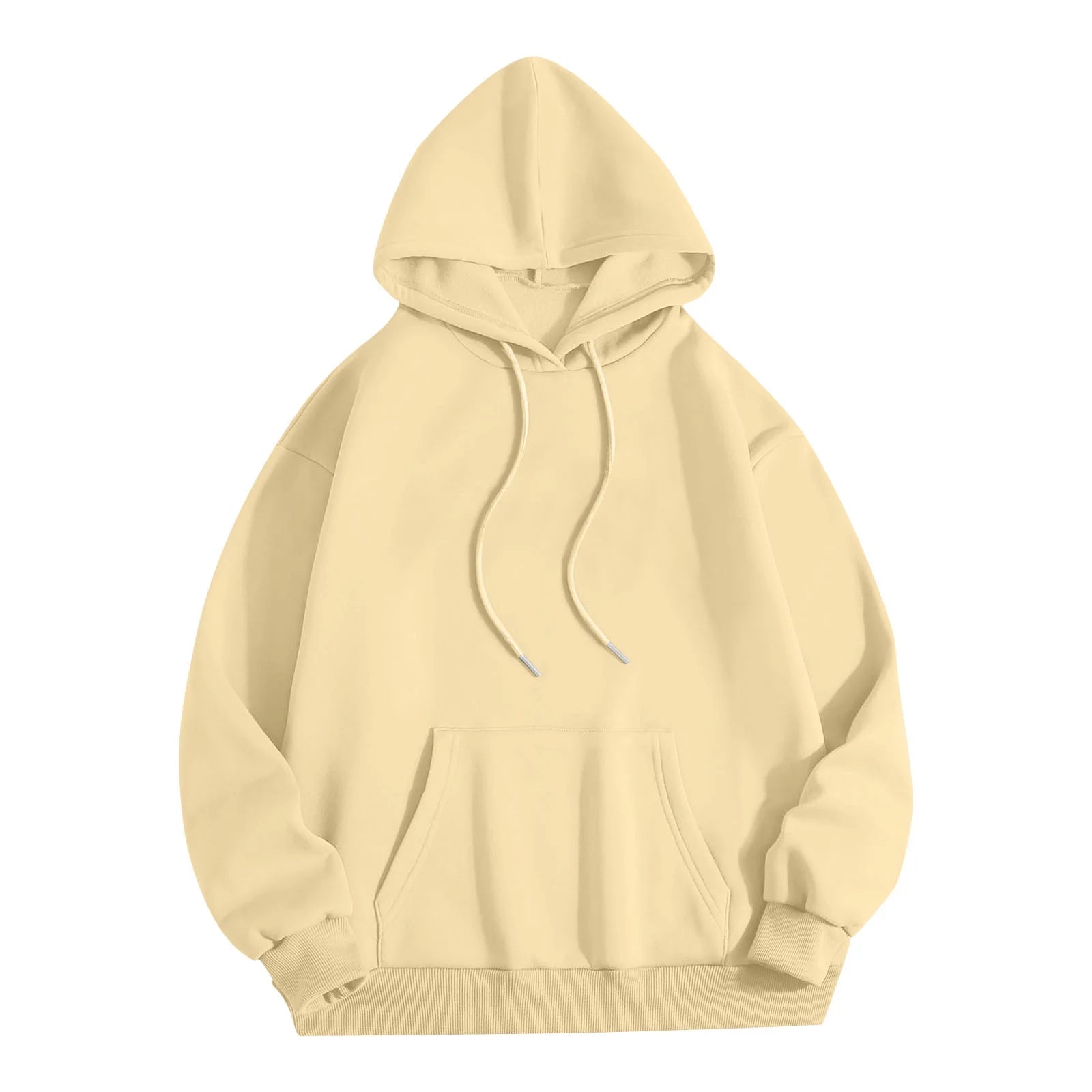 Mens Cotton Hoodies Plain Casual Hooded Collar Drawstring Hoodies Pullover Sweatshirts Solid Color Long Sleeve Spring Shirts 2025 Beige,Xl