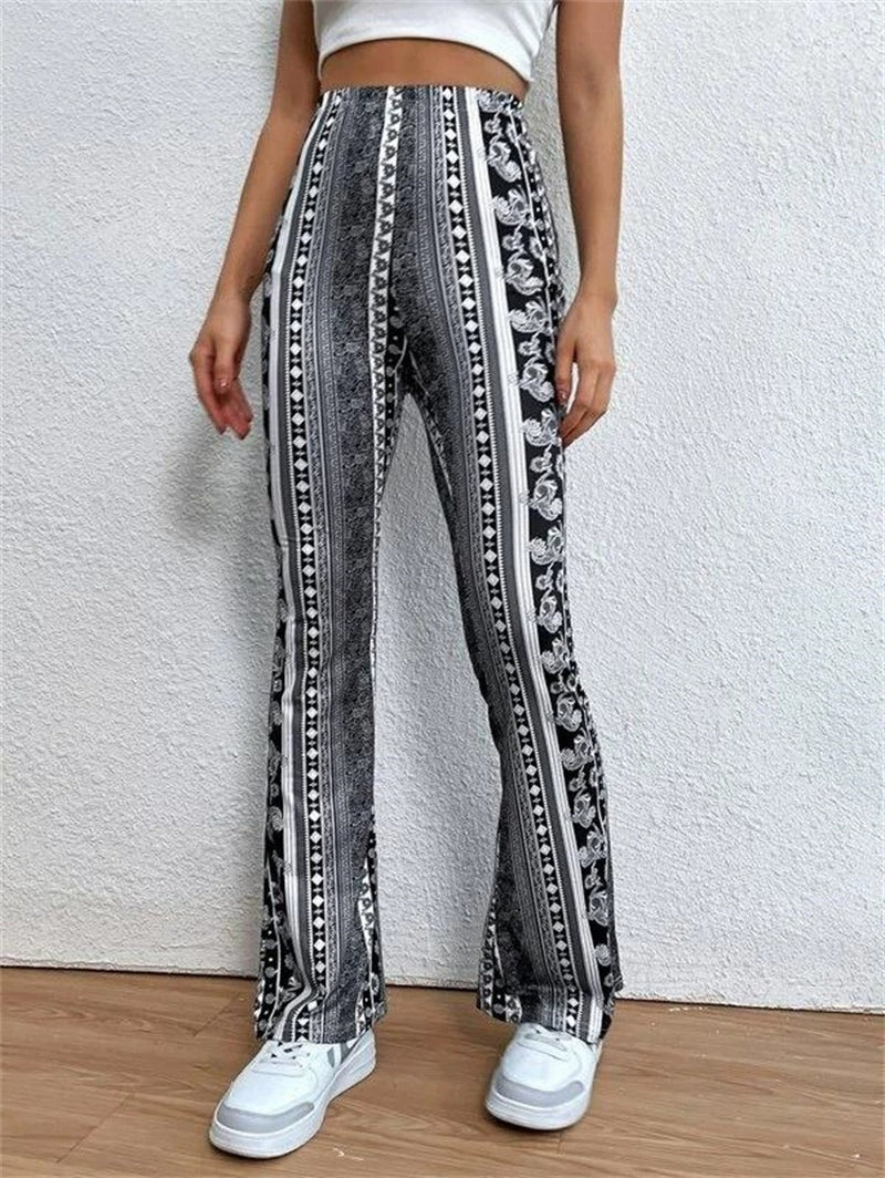 High Elastic Tight Pants Slim Sexy Print Trousers Womens Clothing