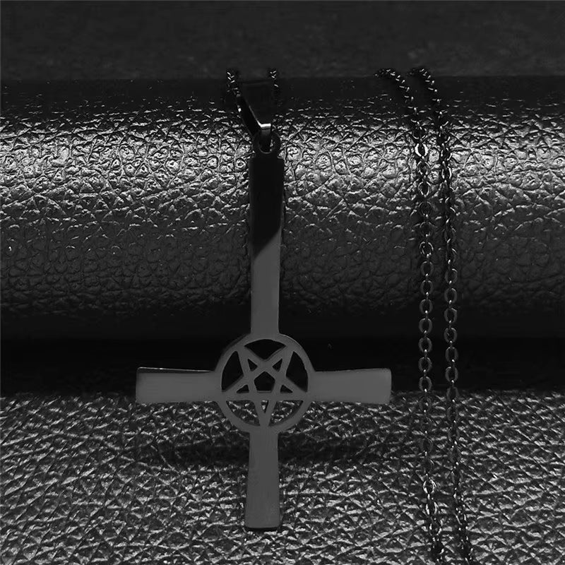 Large Talisman Baphomet Stainless Steel Necklace Goth Pagan Pentagram for Men Satan Gothic Goat Jewerly Satan Amulet Lucifer