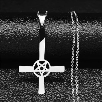 Large Talisman Baphomet Stainless Steel Necklace Goth Pagan Pentagram for Men Satan Gothic Goat Jewerly Satan Amulet Lucifer