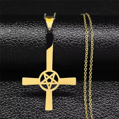 Large Talisman Baphomet Stainless Steel Necklace Goth Pagan Pentagram for Men Satan Gothic Goat Jewerly Satan Amulet Lucifer